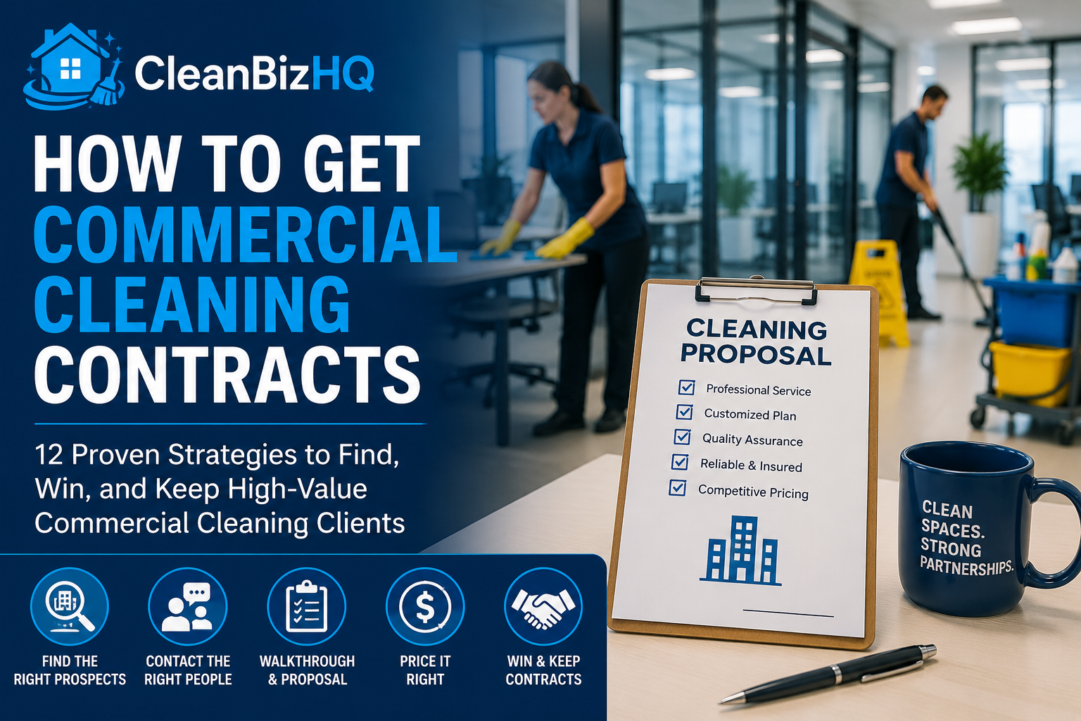 How to get commercial cleaning contracts with office cleaner and cleaning proposal checklist